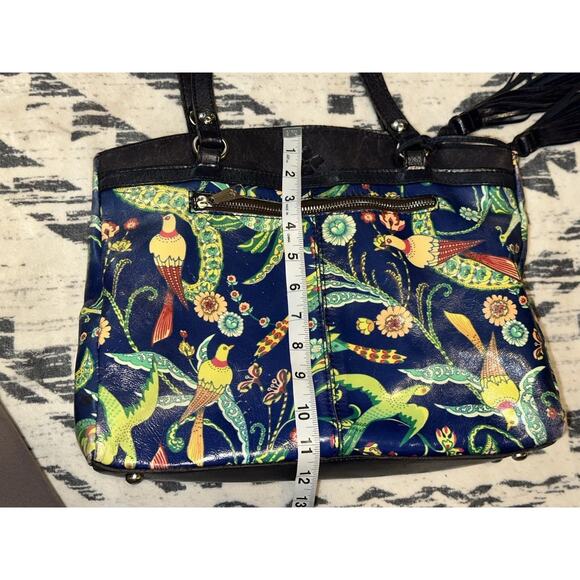 Patricia Nash Poppy Leather Tote In Birds Of Paradise Patriot Blue Purse Handbag - Picture 6 of 16